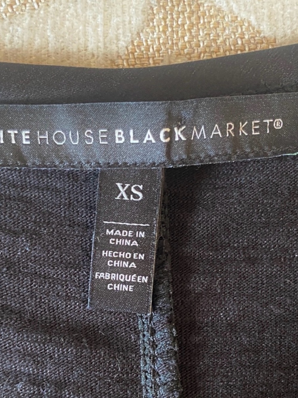 WHBM Black Shimmer Textured Cap Sleeve Top XS - Picture 7 of 8